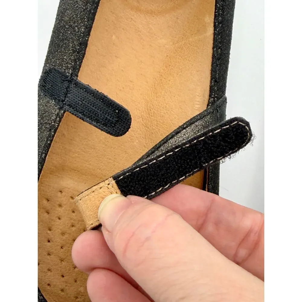 Dansko Mary Jane Flats Metallic Pewter Black Size 38 / 8 Arch Support
